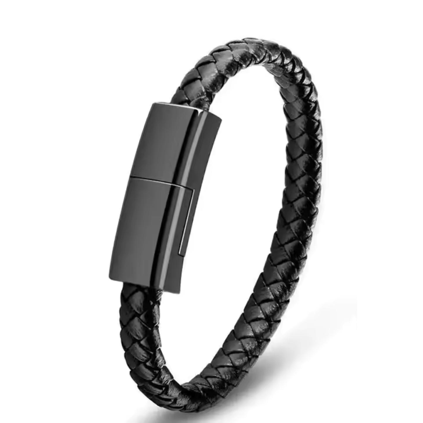 Bracciale Cavo USB in Pelle Intrecciata
