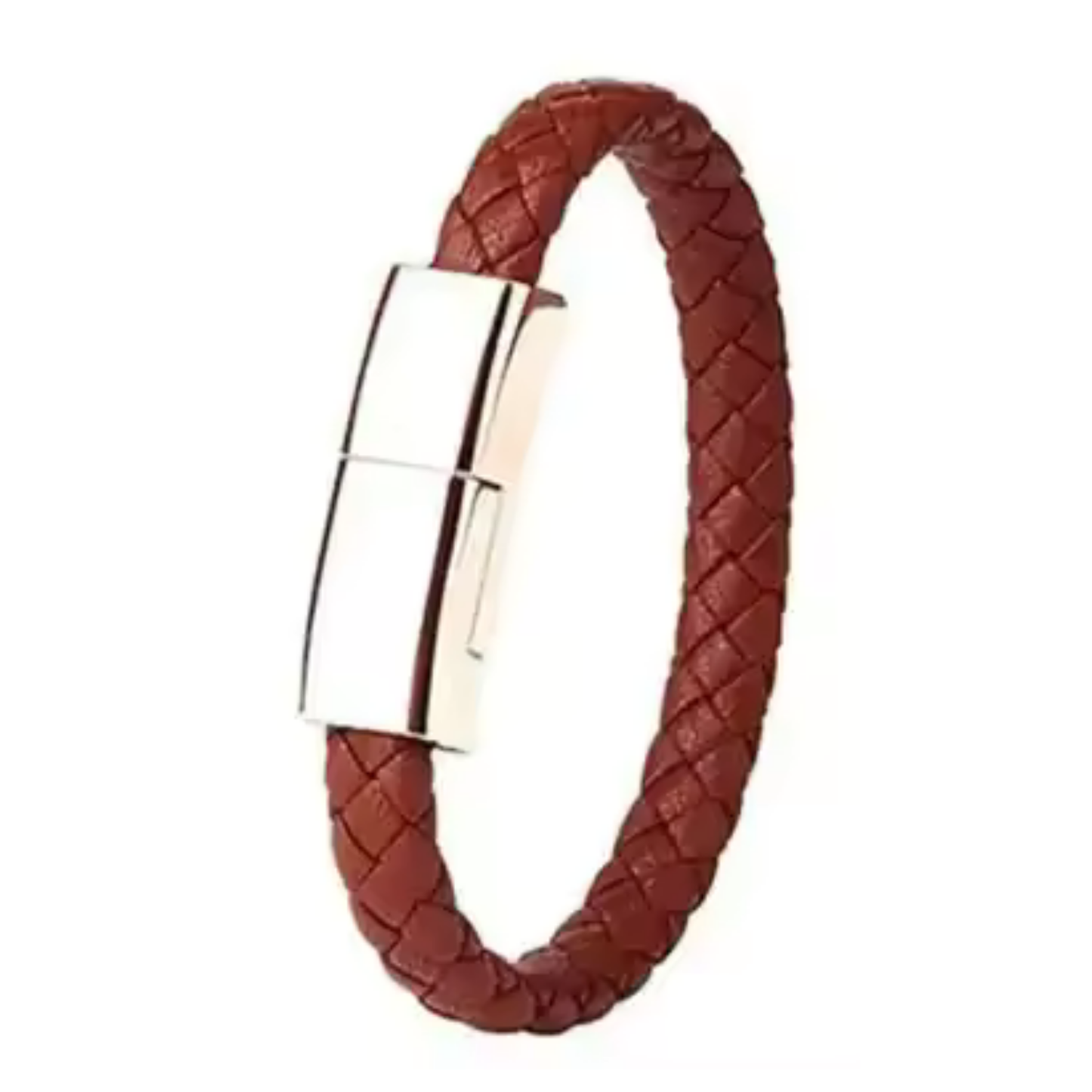 Bracciale Cavo USB in Pelle Intrecciata