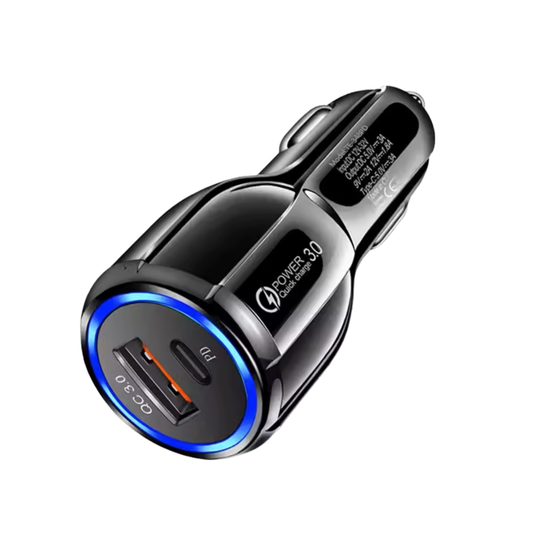 Caricabatteria da Auto Turbo USB + Tipo-C QC 3.0 / PD