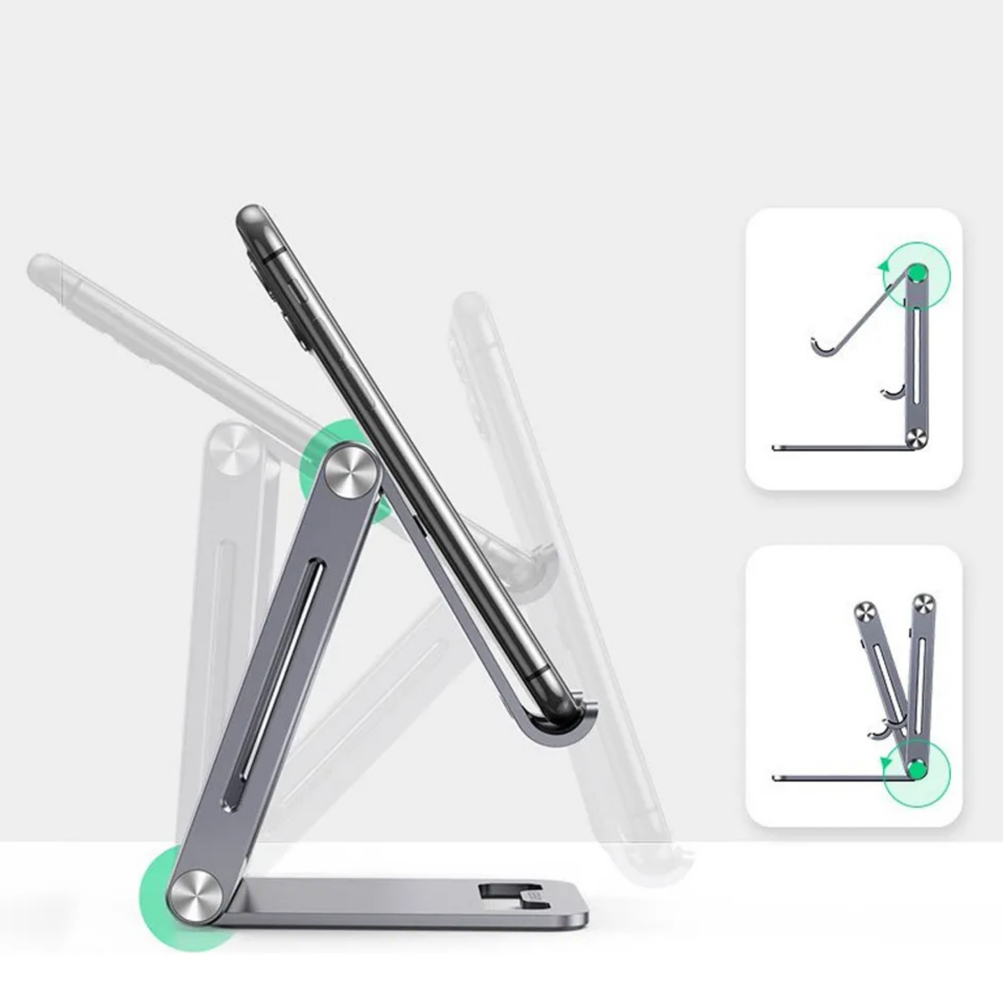 Supporto Pieghevole Regolabile in Alluminio per Smartphone e Tablet